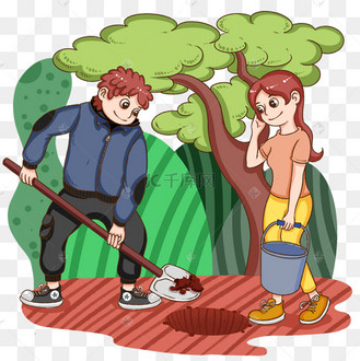 植树节种树的情侣