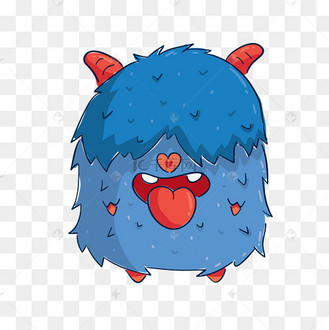 卡通蓝色吐舌头的恶魔矢量素材