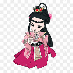 psd红楼梦妙玉人物png免抠下载 png下载psd花瓶装饰的卡通美女下载