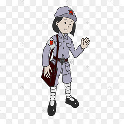 红军女医军人插画