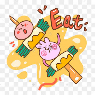 夏季要吃的烧烤串串可爱小人