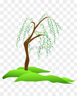 叶柳插画下载 png下载psd中国风水墨房子下载 png下载ai卡通发芽柳树