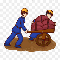 民工工地搬运沙包卡通插画