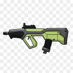 手绘绿色冲锋枪插画