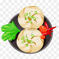 png下载psd美味小笼包彩色包子手绘下载 png下载psd卡通手绘火锅插画