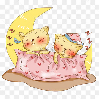 卡通睡觉的小猫咪png