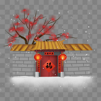 中国风新年传统中式大门
