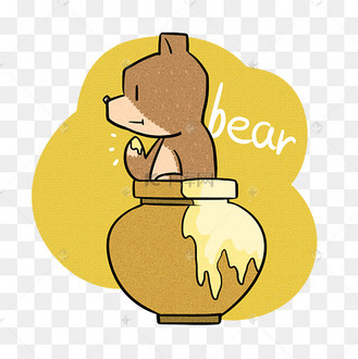 卡通小熊蜂蜜罐png透明底