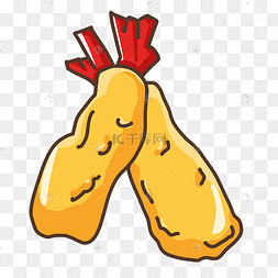 美味的小吃虾尾插画