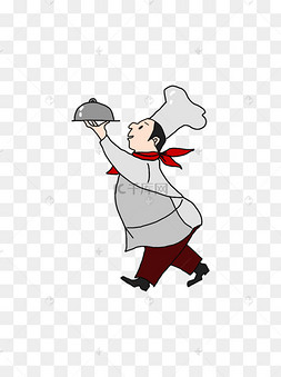 手绘端饭厨师人物插画可商用元素