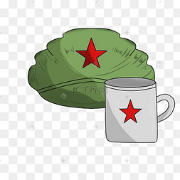 老红军军帽水缸插画