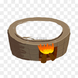 手绘卡通复古灶台