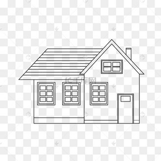卡通黑白扁平房子线条