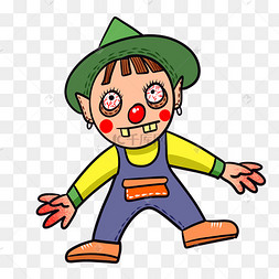 手绘矢量卡通万圣节鬼娃娃