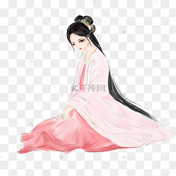 下载 png下载psd清朝格格古装美女手绘q版卡通宫女下载 png下载psd