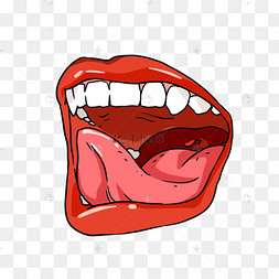 张开的大嘴巴手绘图
