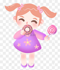 卡通吃糖插画