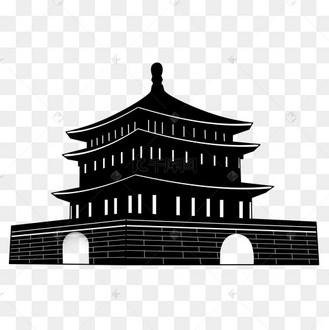 西安地标钟楼古建筑装饰剪影