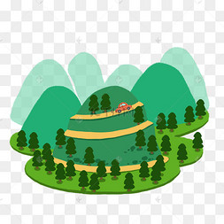 绿色卡通山路素材下载 png下载psd卡通弯曲道路矢量图下载 png下载eps