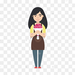 卡通花店老板娘矢量素材