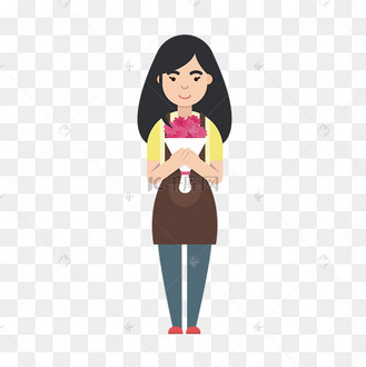 卡通花店老板娘矢量素材