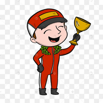 手绘赛车f1赛车手冠军插画