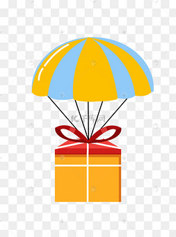 可爱矢量空投箱子降落伞