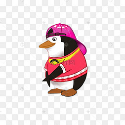 企鹅粉色帽子卡通角色