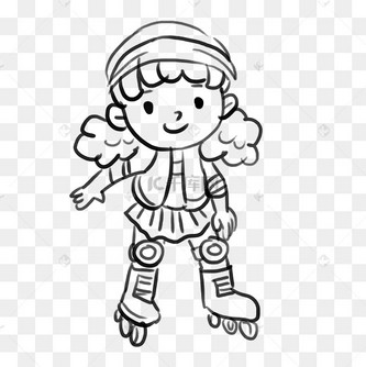 卡通手绘夏日运动小朋友漫画线稿