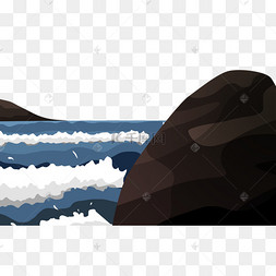 手绘卡通海边上的礁石