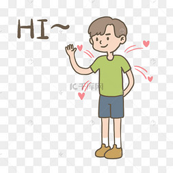 可爱小男生打招呼hi表情包