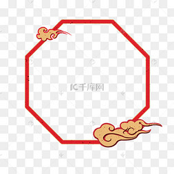 八边形中国风祥云边框