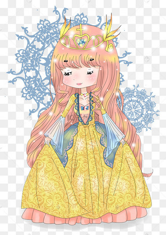 动漫手绘厚涂穿着华丽的宫廷贵族小姐插画png
