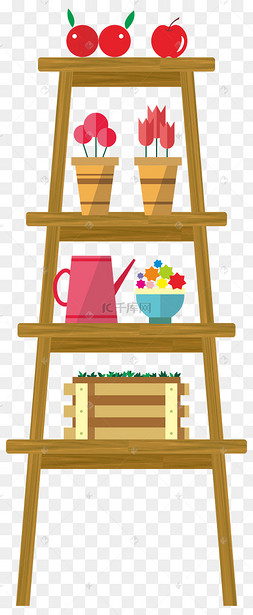 木质爬梯花架矢量素材