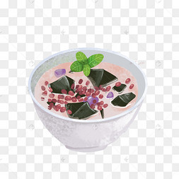 小吃烧仙草的插画