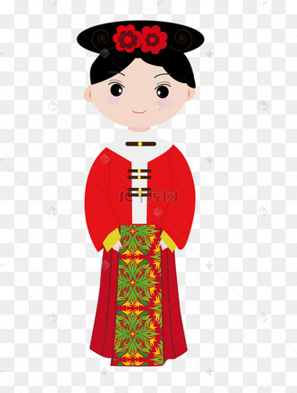 古风卡通美女清代服饰png下载