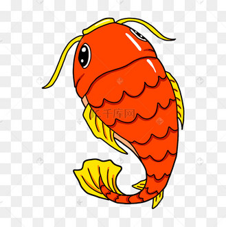 手绘跳跃的红锦鲤