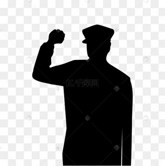 剪纸风格人物举起右拳头宣誓发誓手势矢量图案