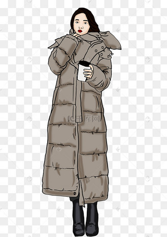 冬季穿长款羽绒服的女孩