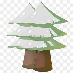 手绘白雪覆盖的塔松插画