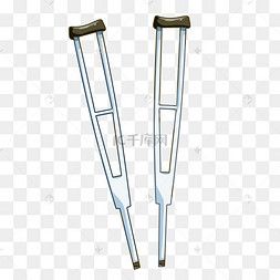 医疗系列双拐手绘插画