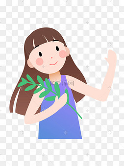 拿着叶子的小女孩ai人物设计