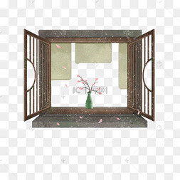 卡通手绘古风窗户插画