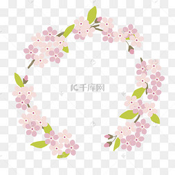 手绘盛开的樱花花环矢量图