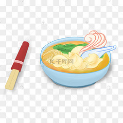 卡通中国传统美食云吞面