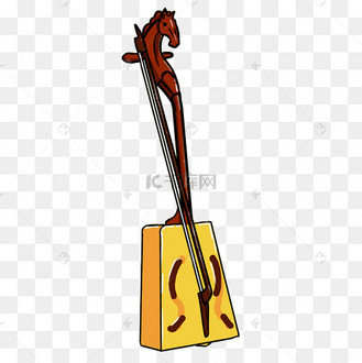 手绘黄色马头琴插画