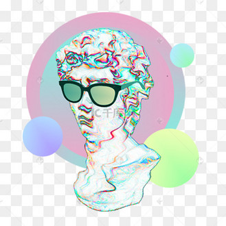 马卡龙色系蒸汽波风格大卫