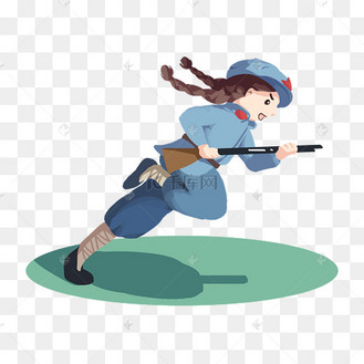 建军节建党节冲锋陷阵的女红军战士插画