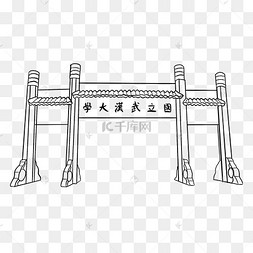 国立武汉大学校门线稿