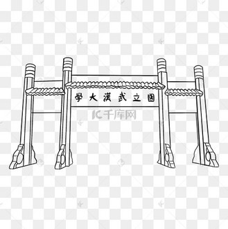 国立武汉大学校门线稿